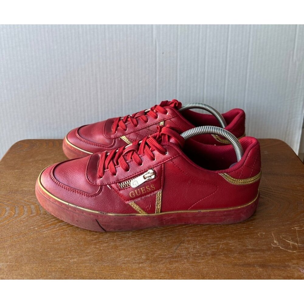 Guess Men's Red & Gold Casual Sneakers Size 9.5 Sku 2965